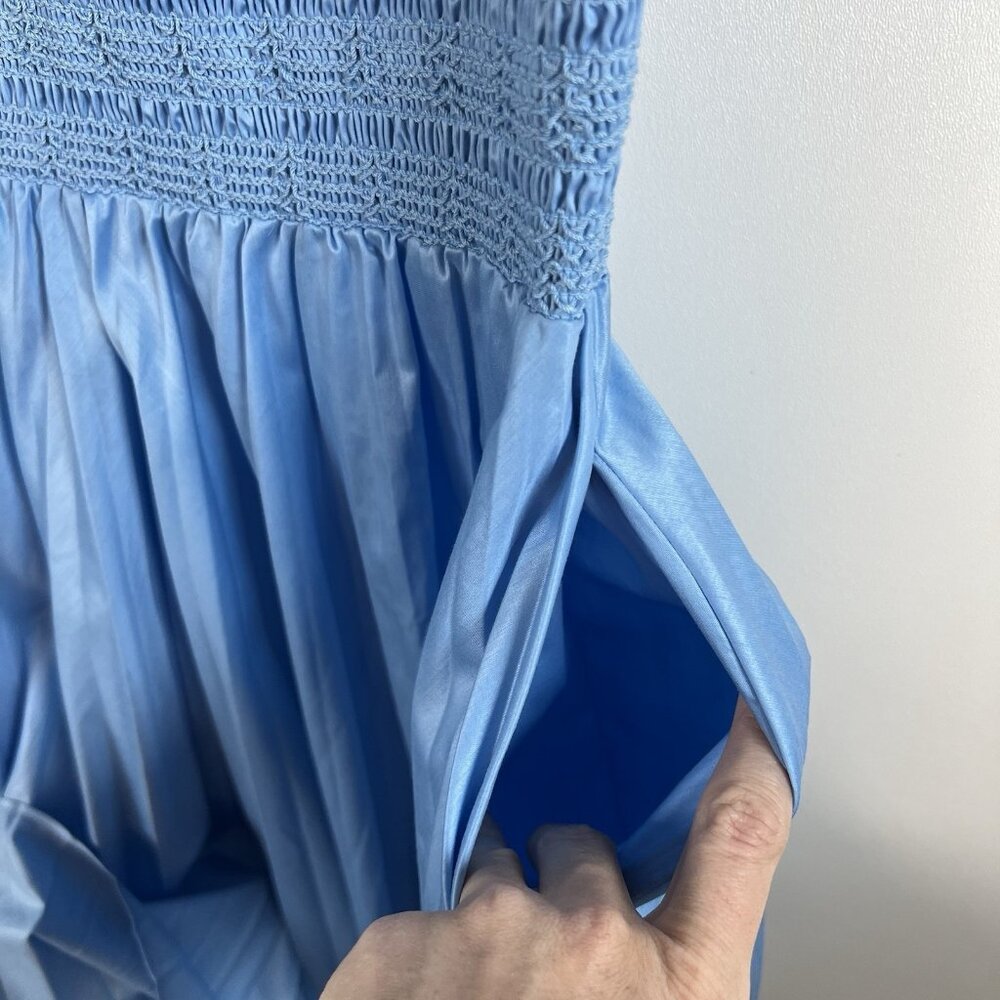 $345 Rebecca Taylor‎  Blue Smocked Waist Dress Women’s Size Medium Designer - Picture 10 of 12